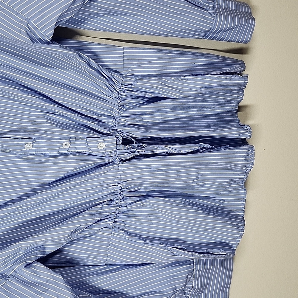 Anthropologie Harshman button back blouse in subtle pinstripe blue motif Small - Picture 6 of 13
